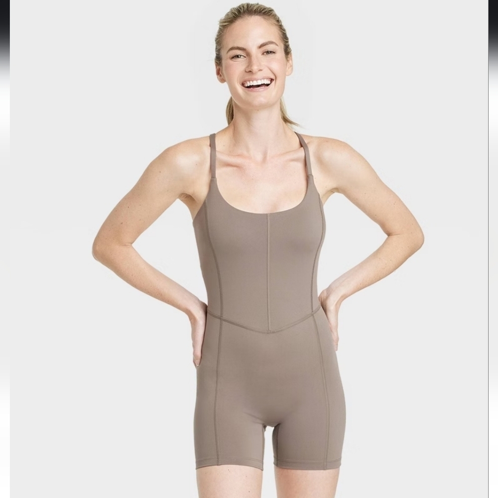 Women's Brushed Sculpt Short Bodysuit - All In Motion Taupe S